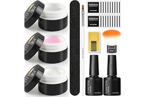COSCELIA Gel Construction Ongle Rose Blanc Clear Poly Nail Gel Extension Nail Renforcer Gel Kit UV Réparer Ongles Cassés avec Nail Formes Outils d'art des ongles