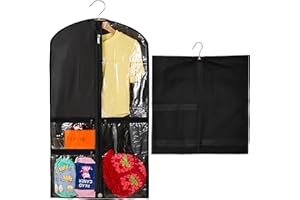 EOAMGO Dance Costume Bag for Kids, Dress Garment Bag, Clothes Storage Cover with Zipper for Women Girls Suit, Hanging Foldable Travel Duffle Bags and Clothing Protector (BLACK)