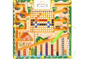 ROELLY Laberinto Magnetico, Juguetes Montessori para Niños de 2 3 4 5 Años, Aprendizaje de Colores Numéricos, Juego de Clasificación, Regalo de Juguete de Madera para Niños y Niñas