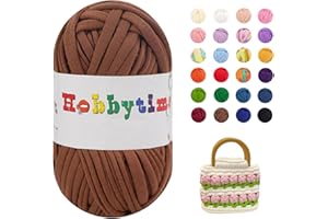 Naturezhen 5 Pezzi Fettuccia per Borse a Uncinetto, 500g Filato Maglieria Filato Grosso 3mm per Ferri e Uncinetto, Fai da Te, Decorazioni, Artigianato, Borse Coperte Scarpe (Marrone classico)