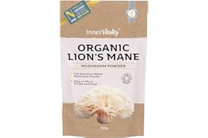 Organic Lions Mane Mushroom Powder, Brain Support & Focus High Strength Full-Spectrum Supplement for Mental Performance - 100g by Inner Vitality