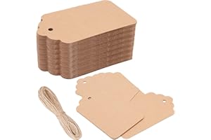 Kruccar Tag Bomboniere 150 Pz 7 x 4 CM - Spago di Iuta Naturale Lungo 25 Metri, Marrone - Etichette Cartoncino Premium e Bifacciali - Ideale per Etichette Regalo, Cartellini Prezzo e Fai Da Te