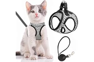 HAHEITA Cat Harness and Lead Escape Proof,Adjustable Soft Mesh Kitten Vest Harness for Walking Reflective Pet Vest for Cat