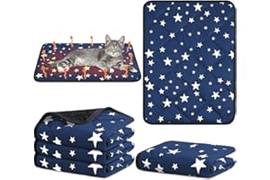 Namalu 4 Pack Self Warming Cat Bed Self Heating Cat Mat Star Pattern Soft Dog Crate Pad Thermal Pet Mat Anti Slip Kennel Dog Washable Warming Bed for Outdoor Indoor(18 x 24 Inch,Blue)