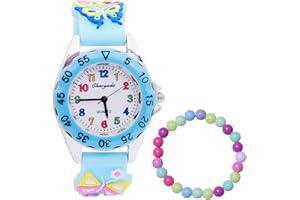 MUXIJIA Montre pour Enfants Fille, Mouvement à Quartz Montre 3ATM Étanche Montre Bracelet en Silicone pour Filles de 3 Ans à 10 Ans