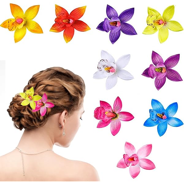 Finyoffiy 6er Set Blumen Haarklammern Hawaii – 8 Cm, Kunststoff, Bunt, Für Frauen & Mädchen