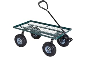 Outsunny Chariot de Transport Jardin remorque à Main charrette à Bras 4 Roues 98L x 45l x 85H cm Charge Max. 150 Kg métal Vert