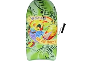 Koopp Large 36" Boogie Board Bodyboard Surfboard Float for Adults and Teens with Leash & Plug - Lightweight and Durable Foam Body Board for Beach, Ocean Surfing and Pool Fun - Waiting For The Wave