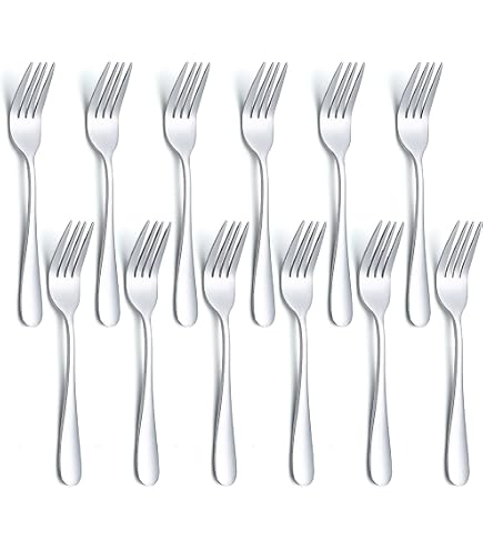 YFOX Lot De 6 Fourchettes à Dessert En Acier Inoxydable – Pour Gâteaux, Fruits & Douceurs, Design Élégant, Lave-Vaisselle OK