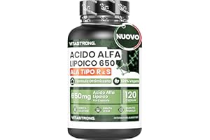 VITASTRONG. Acido Alfa Lipoico con Ossido di Zinco 650mg, Formula Ottimizzata di Acido Lipoico Tipo R & S, ALA Integratore 100% Vegano, 120 Capsule Senza Glutine né OGM di Acido Alpha Lipoico, Qualità Vitastrong