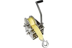 Fulton 142424 Bootsanhänger Seilwinde, Zwei-Wege-Winde, 1,5 t Belastbarkeit, Gurtlänge 60 m, Grifflänge 25 cm, Handbremse