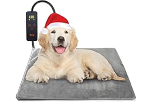Toozey Manta Eléctrica para Perros y Gatos Interior, Ajustable Temporizador y Temperatrue Almohadilla Calefactora para Mascotas Gatos y Perros Recién Nacidos/Pequeños/Ancianos,Gris - M (60 * 45cm)