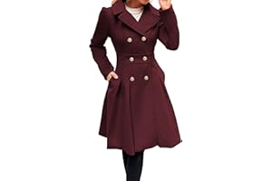 GRACE KARIN Femme Elégant Coat Manches Longues au Genou Manteau d'hiver à Revers A-line Chaud en Hiver