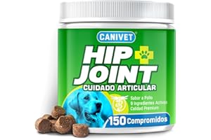 CANIVET Condroprotector Perros | 150 Comprimidos Masticables | con Mejillón de Labio Verde, Glucosamina, Condroitina, Aceite de Cáñamo, MSM, Ácido Hialurónico, Manganeso y Vitaminas