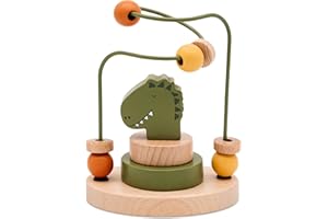 wunderwunsch Trixie Motorikschleife als Baby Geschenk, Geschenke zur Geburt, Babyspielzeug, Personalisierte Geburtstagsgeschenke, Montessori Spielzeug mit Personalierung (Dino, ohne Name)
