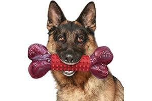 ChienBox Juguetes para Perros Indestructible: Mordedor Perro para Masticadores Agresivos, Juguete Perro para Perros Medianos y Grandes, Nailon Duradero y Caucho Natural, Sabor A Carne de Res, Rojo