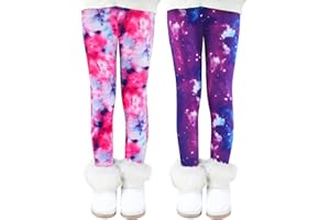 Auranso Thermo Leggings Mädchen Gefütterte Thermoleggings Warme Winter Dick Thermohose für Kinder,2er-Pack