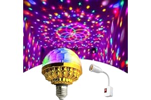 Michear Disco Light,Colorful Rotating Magic Ball Light Bulb,Automatic Rotating LED for Party Home Stage Light (Ball Lamp+UK Plug)