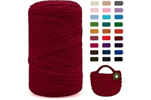 Uiopa Fil Crochet, 400g/120m Fil Polyester en Tissu Chunky Tshirt Yarn, Laine T-Shirt Crochet Trapilho pour Sacs/Paniers/Tapis, Décoration d'Intérieur, Bricolage, Artisanat