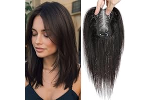 SIVOTATO Hair Toppers for Women 10 Inch Hairpieces No Bangs Hairline Topper Wiglets Hairpieces for Thinning Hair Swiss Base Dark Brown（2#）