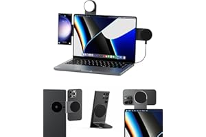 Rolling Square Edge Pro Full Kit – Magnetische Handyhalterung, Universelles Kabelloses Magnetisches Handyladegerät, 1000 Lumen Licht, Handyhalterung für Smartworking, Eisgrau