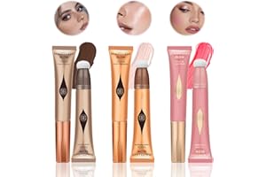 ‎MIIOTO Miioto Liquid Highlighter -Blush-Contouring Stick, Multifunktionales Make up Stick Set, Contour Beauty Wand/Highlighter Flüssig/Rouge Stick, Gesichts-Make-Up mit Smudger Sponge, 3PCS