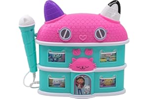 eKids Gabby's Dollhouse Sing Along Boom Box-Lautsprecher mit Mikrofon, Kinder-Karaoke-Maschine mit integriertem Lied und Soundeffekten