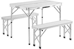 Casaria Set Tavolo da campeggio con 2 panche in alluminio a valigetta tavolino picnic giardino