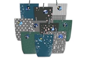 PANSIBY Adventskalender zum Befüllen, 24 Papier Adventstüten zum Selber Basteln für Weihnachten, Papiertüten mit Zahlenaufkleber zum Aufstellen