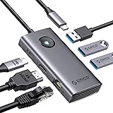 ORICO Docking Station, 6 in 1 USB C Dock con HDMI 4K + PD100W + 3 USB 3.0 + Ethernet, USB C Hub Multiport Adattatore per MacB