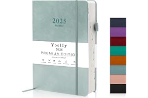 Yoolly 2024 Diary Planner, 2024 Diary A5 Page A Day, Thick Pages Notebook, Year Daily Calendar Planner, Complete Business Planner, Agenda and Journal Organiser (Grey Blue)