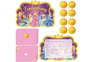 Lahe Prinzessin Einladungskarten Kindergeburtstag, Cartoon Krone Einladungskarten Geburtstagseinladungen Geburtstag Partys für Mädchen, Party Einladungen Schön 8 Prinzessinnen Themenpartys (12 Stück)