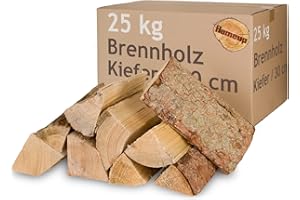 Bois de pin 5-500 kg Bois de Chauffage 30 cm pour Poêle et Cheminée Brasero Grill Panier à Feu Bûches Flameup, Quantité:25 kg