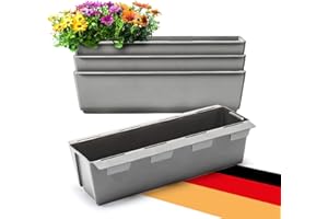 BigDean 4er Set Paletten Blumenkästen - Einsatz - mit Hängesystem zum Einhängen - 37cm Beton-grau - Pflanzkasten für Europalette Balkonkasten Blumentopf - aus recyceltem PP-Kunststoff
