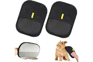 Ajuanbazha 2 Pezzi Guanti da Toelettatura Bifacciali per Cani e Gatti, Guanti Antistatici Riutilizzabili per Rimozione Peli, Lavaggio e Spazzolatura