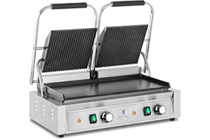 Royal Catering RCPKG-3600-M - Griglia a doppio contatto scanalata + liscia, 3.600 W