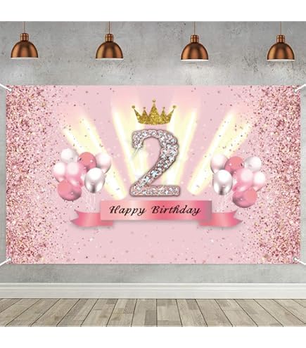Striscione Per 4° Compleanno Ragazza 90x180 Cm - Poster In Tessuto Oro Rosa Con Scritta - Decorazioni Per Festa Compleanno 4 Anni