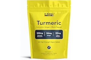 FORMULA MAX5 NUTRITION Turmeric Tablets 2400mg (per Serving) with Black Pepper & Ginger | 120 High Strength Curcumin Supplements | Vegan and Gluten Free | UK Made