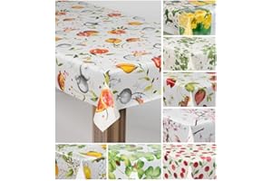 ‎LARO laro Wachstuch-Tischdecke Wachstischdecke Gartentischdecke, Muster:Granatapfel Rot Orange Weiß, Größe:80x80