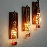 Led Işıklı,Şişe Model Duvar Aplik, &Uuml;&ccedil;l&uuml; Set (Ceviz)
