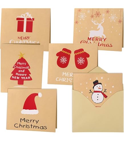 Jsdoin Weihnachtskarten-Set – 6 Motive Mit Umschlägen – 15 X 10 Cm