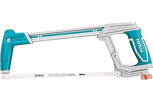 TOTAL - Arco de Sierra | Longitud de 300 mm | Tensión Ajustable | Herramienta para Cortar Metal y Madera | Aluminio