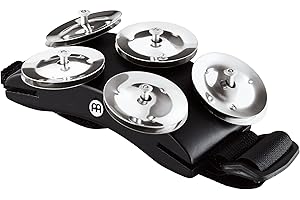 Meinl Percussion CFT5-BK Cajon Foot Tambourine with Steel Jingles and MDF Frame, Black