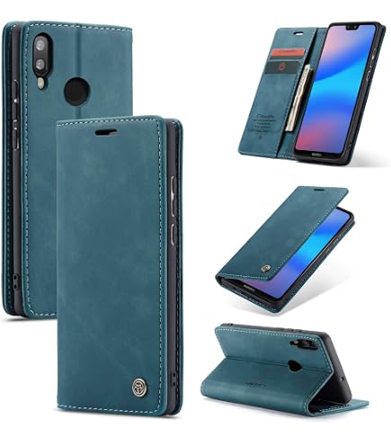 Custodia A Portafoglio Moex In Pelle Vegana Per Huawei P20 Lite, Con Chiusura Magnetica, Funzione Supporto Per Video, Tasche Per Carte E Contanti, Protezione Totale 360°, Colore Nero