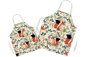 EYANDS Eyand Parent et Enfant Tablier pour Cuisine - Super Mignon Motif Coton et Lin Tablier de Cuisine pour Maman Enfants, Cuisine Peinture Tablier de Jardinage