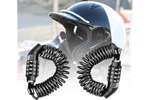 Yuqilin 2 Pezzi Lucchetto Bici, 150 CM Lucchetto Casco Moto, Lucchetto Bicicletta, con Serratura a Combinazione a 4 Cifre, Lucchetto Casco, per Moto, Biciclette e Passeggini (Nero)