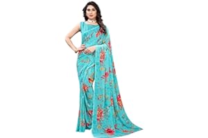 Satrani Damen Sari aus gewebtem Polyester (1850ST176_Aqua Blue)