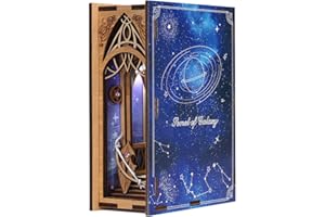 Cutefun Book Nook Kit,3D Booknook Bookshelf Insert Diorama Bookend sujetalibros de Madera para Bricolaje para casa de estantería decoración SC10