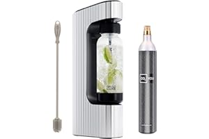 Twenty39 qarbo LUXE Premium Metal Sparkling Water Maker Machine with CO2 Cylinder (Silver)