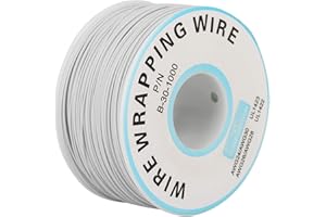 ASTIBYM 200 metros de alambre de envoltura de alambre único filamento de alambre Cable de cobre estañado Durable prueba eléctrica industrial con carrete de plástico para placa base portátil (blanco)